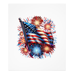 USA フラッグ 花火 愛国 フォトプリント           