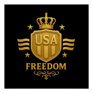 USA フリーダム ゴールデンエンブレム 光沢ポスター ポスター