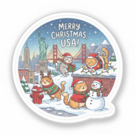 USA ホリデーキャッツ - かわいいミャオクリスマスステッカー シール