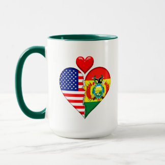 USA ボリビア ハート旗 ヒスパニック文化 マグカップ