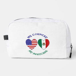 USA メキシコ国旗ハート 私の国 私のルーツ ドップキット