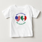 USA メキシコ国旗ハート 私の国 私のルーツ ベビーTシャツ (正面)