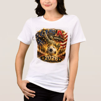 USA ワールドカップ 2026 ゴールデンリバティサッカーアート トライブレンドTシャツ