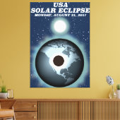 USA 太陽の Eclipse 2017ヴィンテージのポスター キャンバスプリント (インサイチュ (リビング))