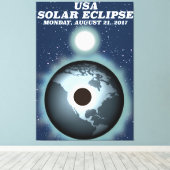 USA 太陽の Eclipse 2017ヴィンテージのポスター キャンバスプリント (インサイチュ (ウッドフロア))