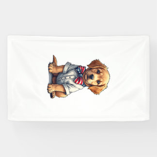 USA 子犬 愛国 ゴールデンレトリバー ヴィンテージTシャツ 2 横断幕