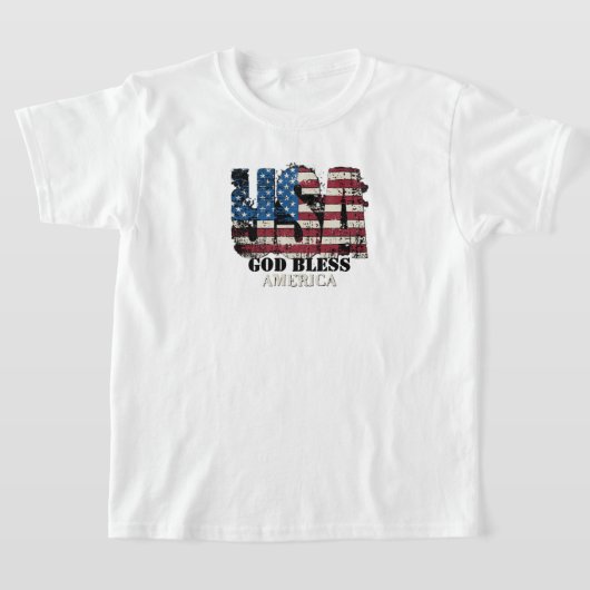 USA 神の祝福 アメリカ キッズ Tシャツ (レイダウン)