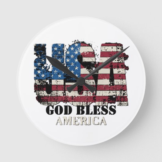 USA 神の祝福 アメリカ  ラウンド壁時計 (正面)