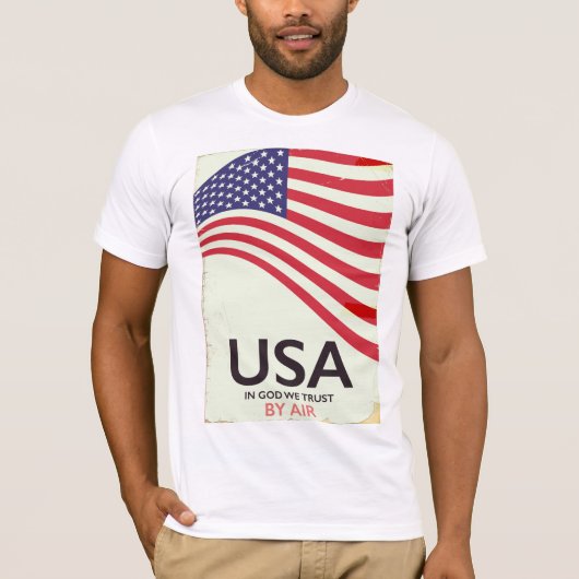 USA "神を信じる" ヴィンテージポスター Tシャツ (正面)