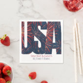 USA 花火 モダン 7月4日 パーティー装飾 スタンダードカクテルナプキン (インサイチュ)