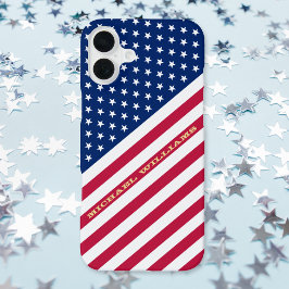 USA 赤 青 白 星 条紋 フラグ モノグラム iPhone 16 PLUSケース
