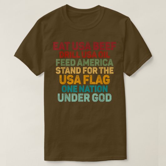 USA 食べ Beef Drill USA油アメリカ食べ物を与えAmericaスタンド Tシャツ (デザイン正面)