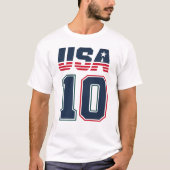 USA 10 サッカージャージスタイルTシャツ | 愛国心 Tシャツ (正面)