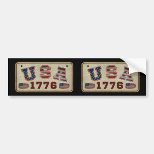 USA 1776 ビンテージ アメリカ国旗 バンパーステッカー