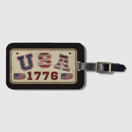 USA 1776 ビンテージ アメリカ国旗 ラゲッジタグ (正面横)