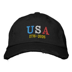 USA 1776-2026 二百五十周年記念 刺繍デザイン 刺繍入りキャップ