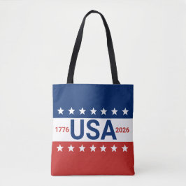 USA 1776 2026 建国250周年記念 レッド ホワイト ブルー トートバッグ