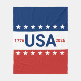 USA 1776 2026 建国250周年記念 レッド ホワイト ブルー フリースブランケット