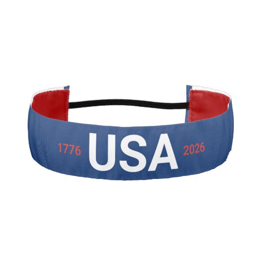 USA 1776 2026 250th Anniversary Red White Blue アスレチックヘッドバンド (正面)