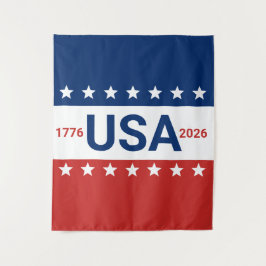 USA 1776 2026 250th Anniversary Red White Blue タペストリー