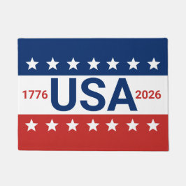 USA 1776 2026 250th Anniversary Red White Blue ドアマット