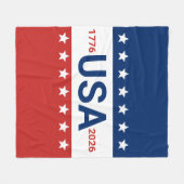 USA 1776 2026 250th Anniversary Red White Blue フリースブランケット (正面(横))