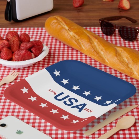 USA 1776 2026 250th Anniversary Red White Blue ペーパープレート (ピクニック)