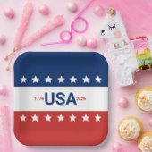 USA 1776 2026 250th Anniversary Red White Blue ペーパープレート (パーティー)
