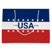 USA 1776 2026 250th Anniversary Red White Blue ラージペーパーバッグ (正面)
