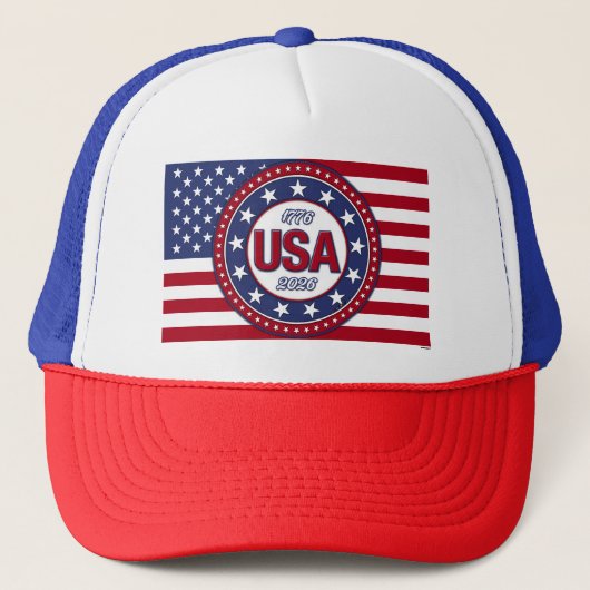 USA 1776 - 2026 With USA Flag キャップ (正面)