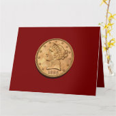 USA 1895 $5 Liberty Half Eagle Note Card カード (黄色い花)