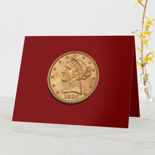 USA 1895 $5 Liberty Half Eagle Note Card カード (黄色い花)