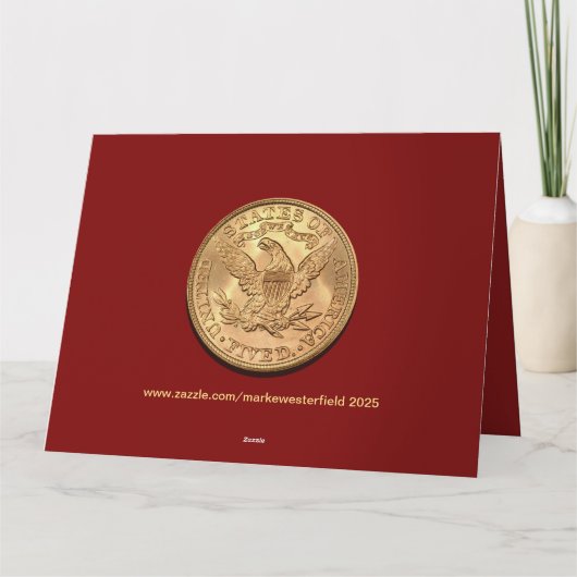 USA 1895 $5 Liberty Half Eagle Note Card カード (裏面)