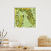 " USA: 1930/heute Florida - Detailerte Landkarte ポスター (キッチン)