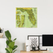 " USA: 1930/heute Florida - Detailerte Landkarte ポスター (ホームオフィス)