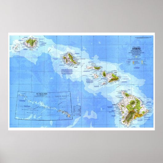 " USA: 1976 Hawaii detailed MAP ... ポスター (正面)
