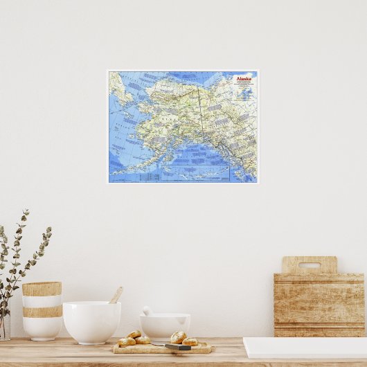 " USA: 1984 ALASKA map ... ポスター (キッチン)