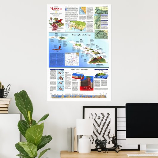 " USA: 1995 Hawaii Rediscoverin Map ... ポスター (ホームオフィス)