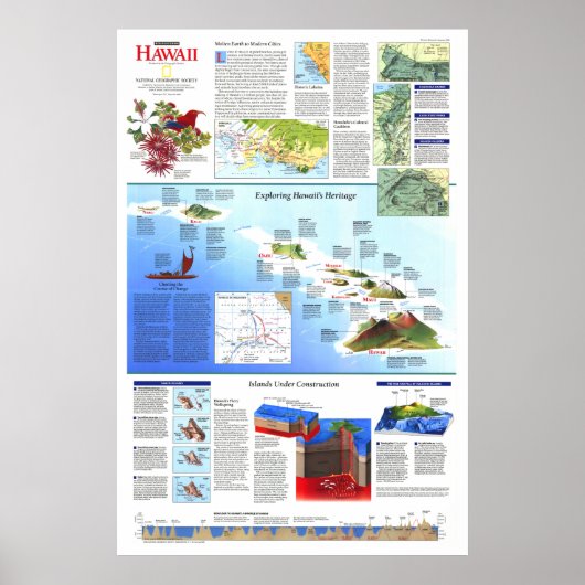 " USA: 1995 Hawaii Rediscoverin Map ... ポスター (正面)