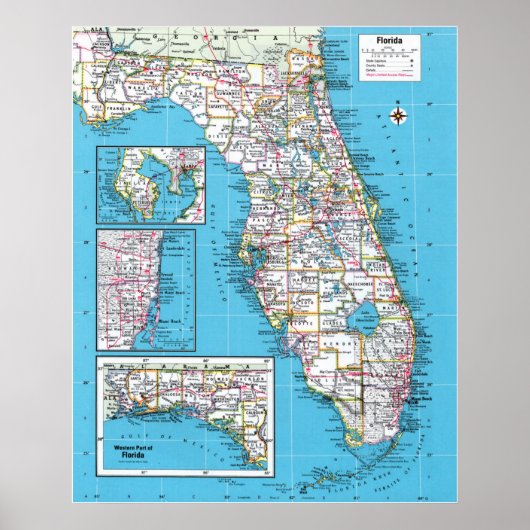 " USA: 2015/heute Florida - Detailerte Landkarte ポスター (正面)