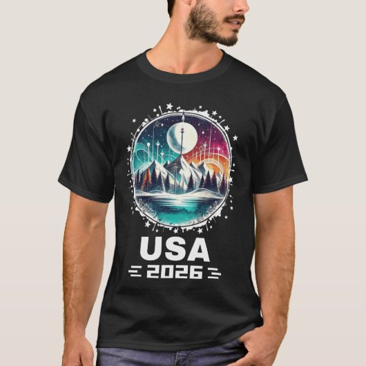 USA 2026 アメリカ合衆国冬季スポーツを応援しよう USAeam 2026 Tシャツ (正面)
