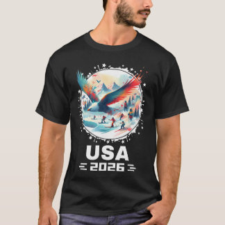 USA 2026 アメリカ合衆国冬季スポーツ応援グッズ Tシャツ