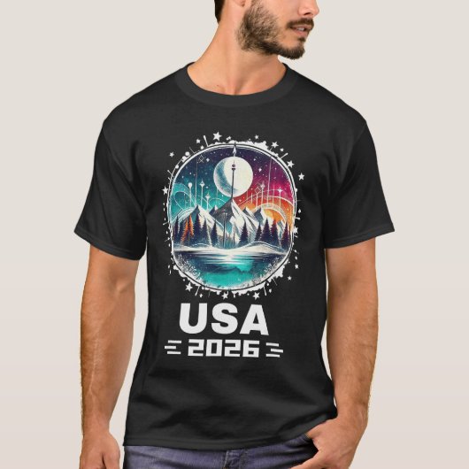 USA 2026 アメリカ合衆国冬季スポーツ応援 USAeam 2026 Tシャツ (正面)