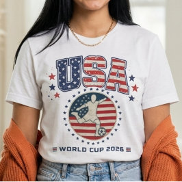 USA 2026 愛国サッカープレイヤー スターバッジ Tシャツ