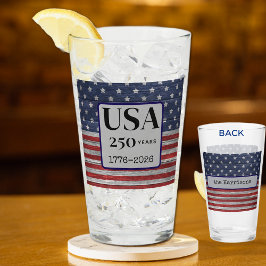 USA 250周年 1776-2026 レッド ブルー スターズ ピントグラス タンブラーグラス