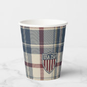 USA 250 アメリカンプレイドシールドモチーフ ID1301 紙コップ (正面)