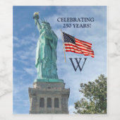USA 250 アメリカ国旗 自由の女神 モノグラム  ワインラベル (シングルラベル)