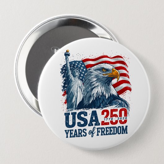 USA 250 アメリカ独立250周年 自由と鷲 缶バッジ (正面&裏面)