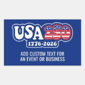 USA 250 - アメリカ生誕250周年 赤 白 青 長方形シール (正面)