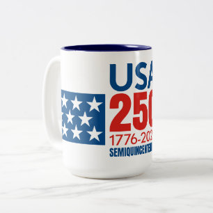 USA 250 - アメリカ生誕250年 - 星とストライプ ツートーンマグカップ